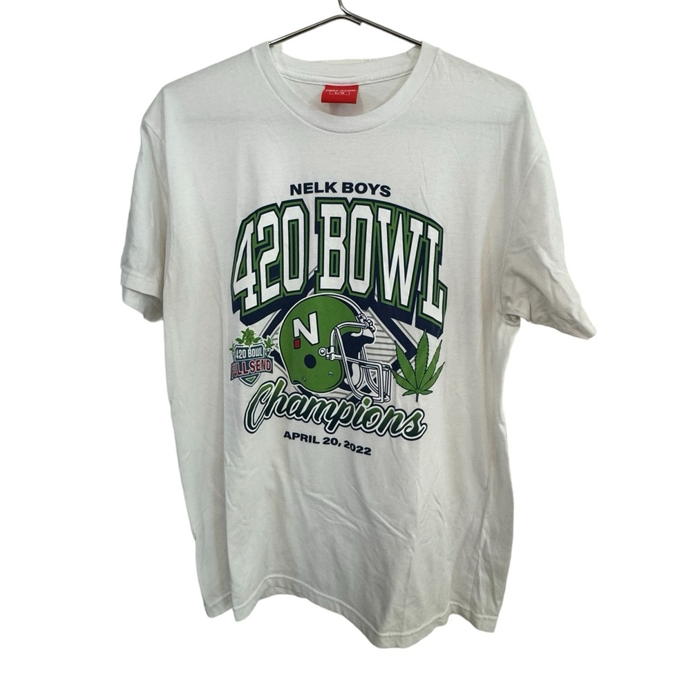 Rare Nelk Boys Full Send 420 Bowl White High End Men’s L T-Shirt MINTY